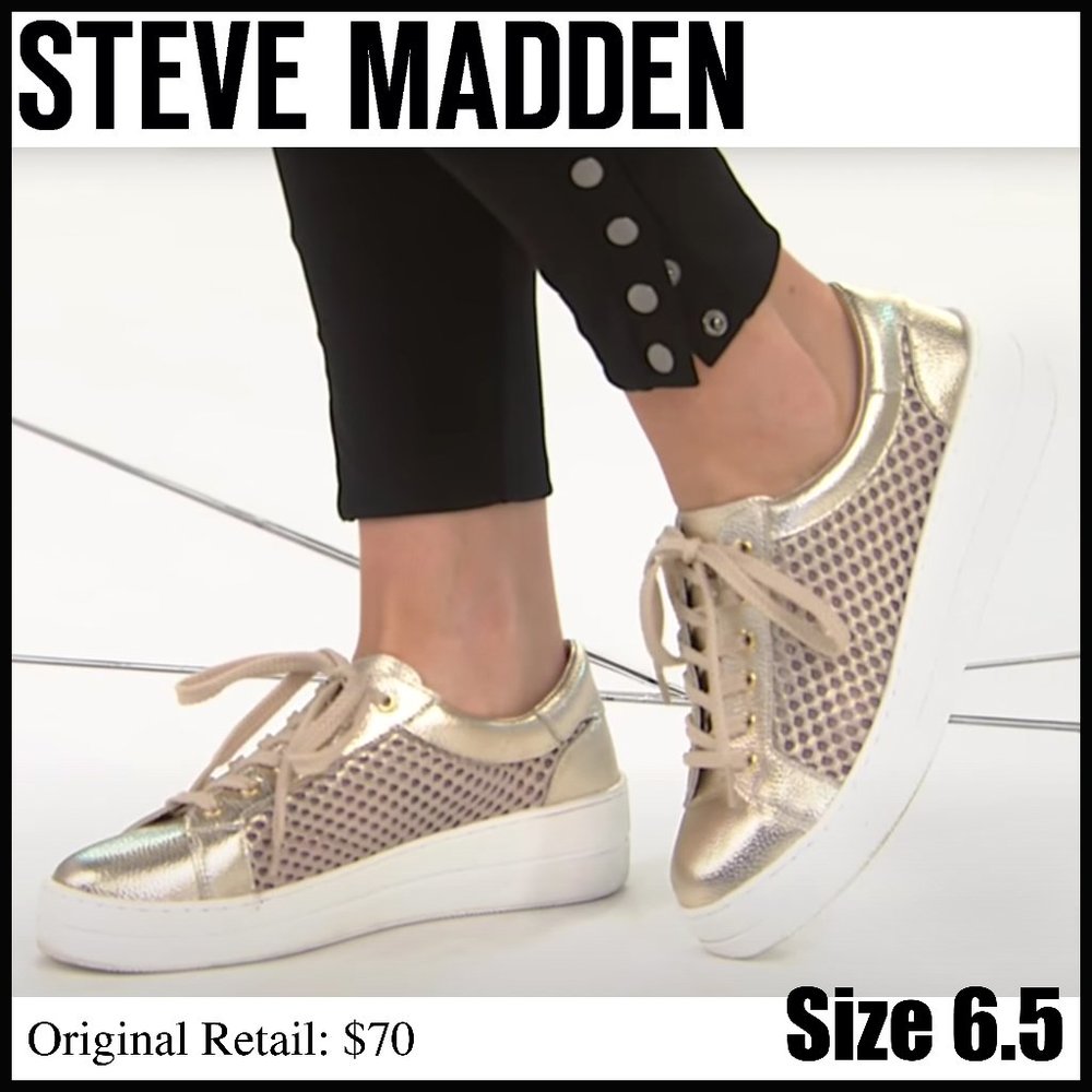 Steve Madden Gold leather platform sneakers